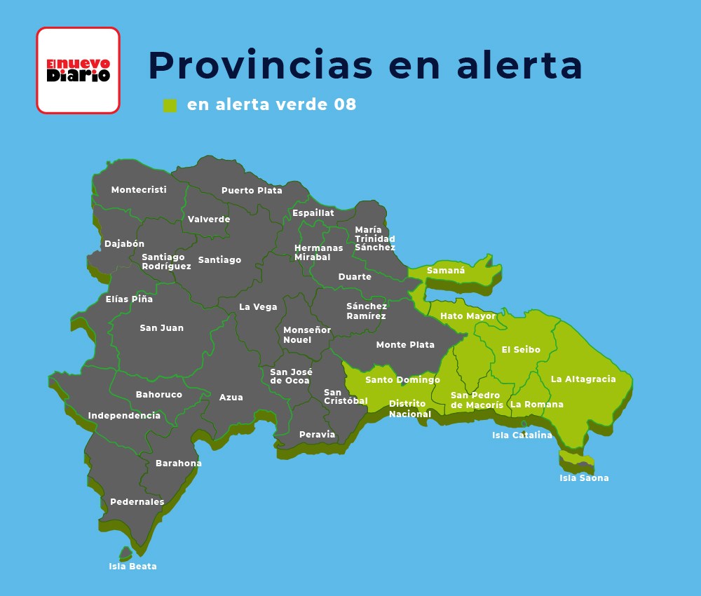 COE coloca siete provincias en alerta verde por lluvias asociadas a onda tropical