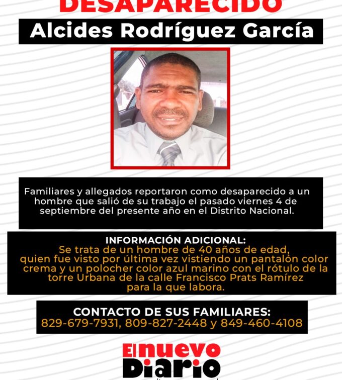 Reportan hombre desaparecido desde el 4 de septiembre en el DN