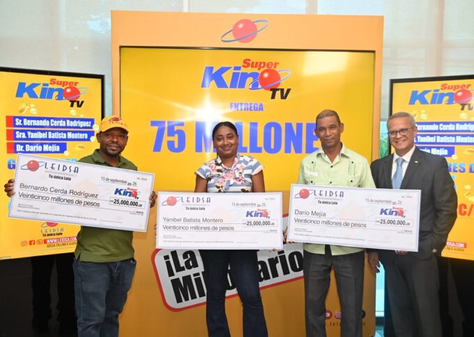 Leidsa entrega 75 millones a tres ganadores con el Súper Kino TV