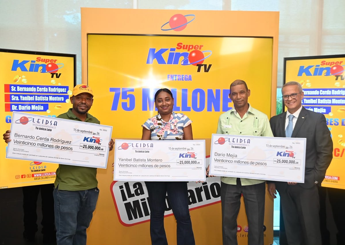 Leidsa entrega 75 millones a tres ganadores con el Súper Kino TV
