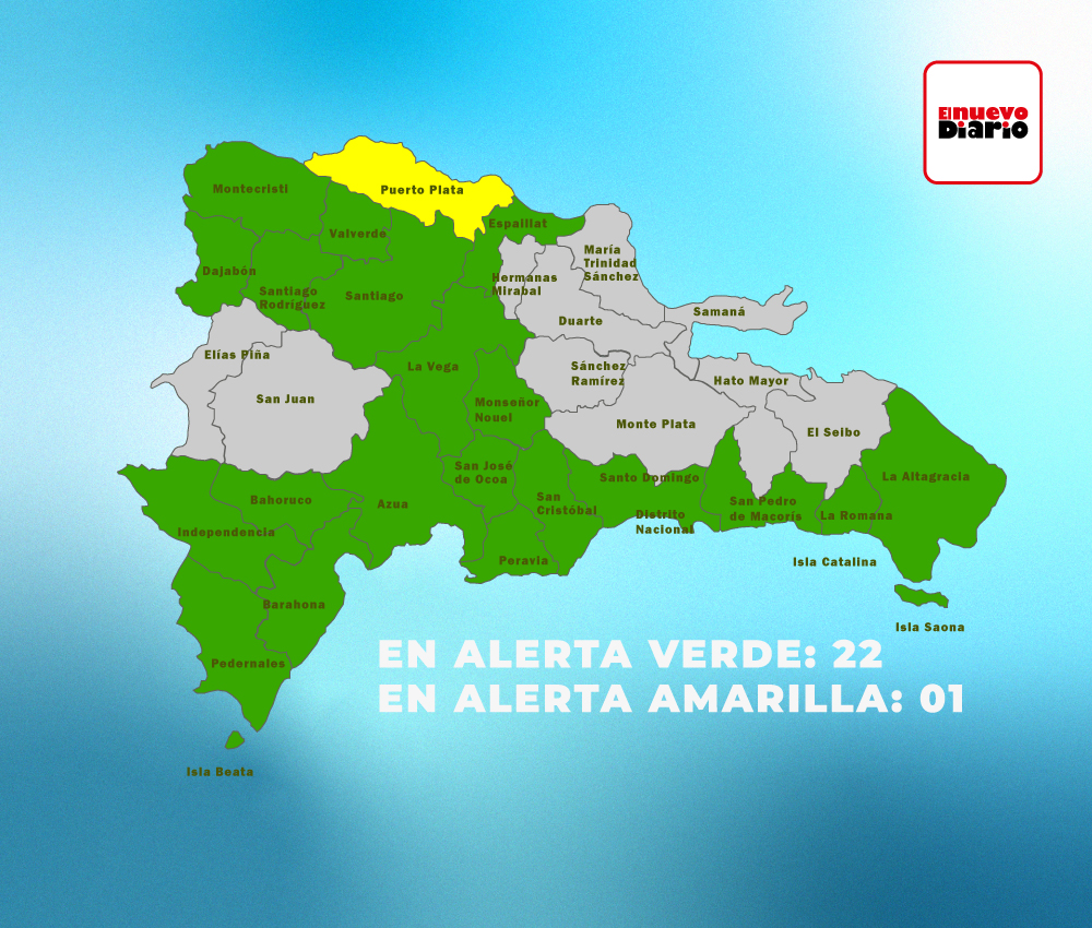 COE coloca una provincia en alerta amarilla y mantiene 21 en verde por incidencia de vaguada